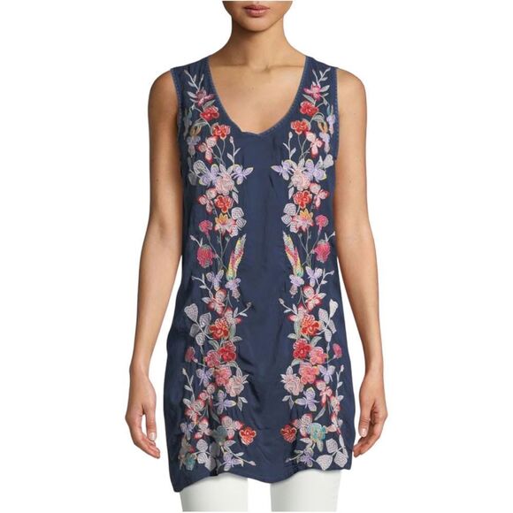 JOHNNY WAS Cattleya Floral Embroidered Long Sleeveless Tunic XL - Picture 1 of 10